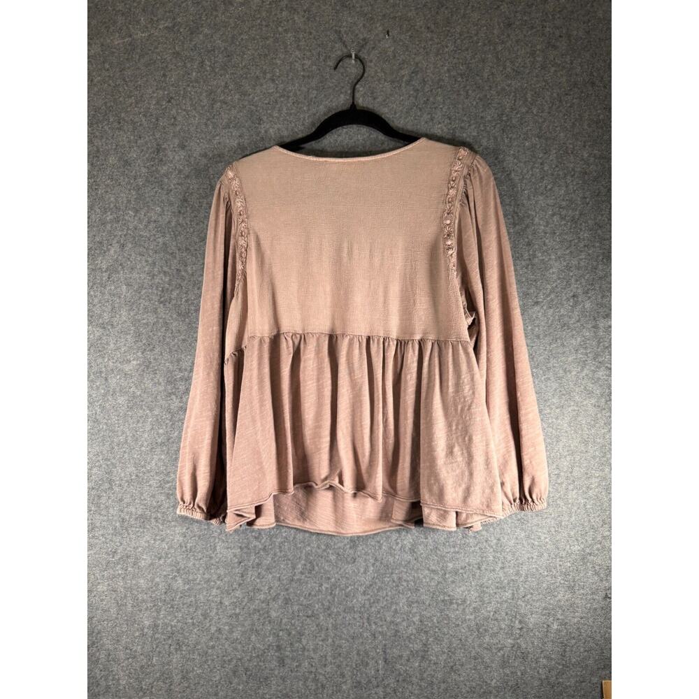 Women's Square Neck Blouse - Brown - Picture 6 of 7